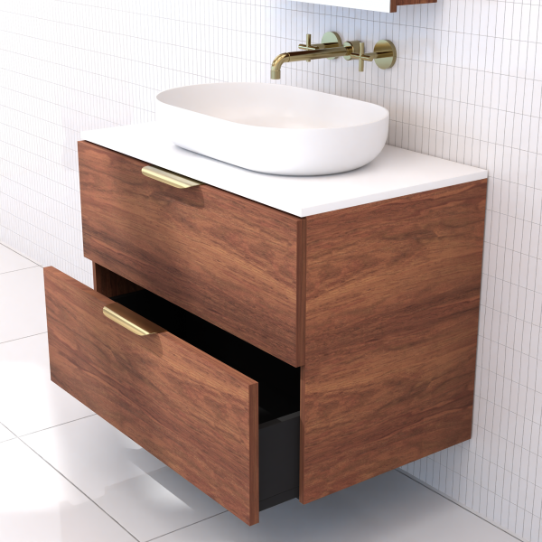 FABF Odesa Timber Veneer Vanity 750mm Vanity, Tasmanian Blackwood / Add Top + Basin