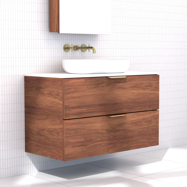 FABF Odesa Timber Veneer Vanity 900mm Vanity, Tasmanian Blackwood / Add Top + Basin