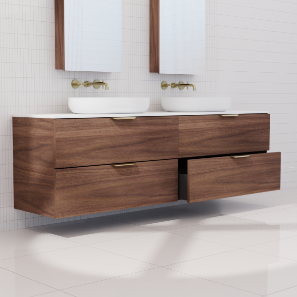 FABF Odesa Timber Veneer Vanity 1800mm Vanity, Walnut / Add Top + Basin