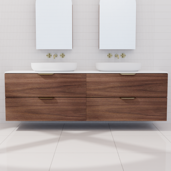 FABF Odesa Timber Veneer Vanity 1800mm Vanity, Walnut / Add Top + Basin