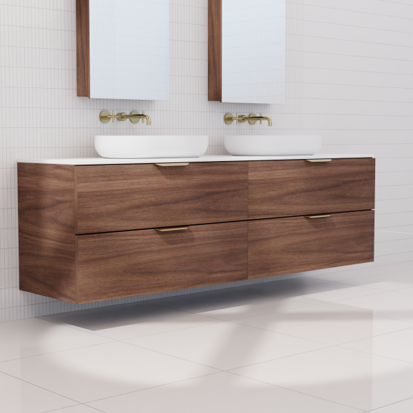 FABF Odesa Timber Veneer Vanity 1800mm Vanity, Walnut / Add Top + Basin