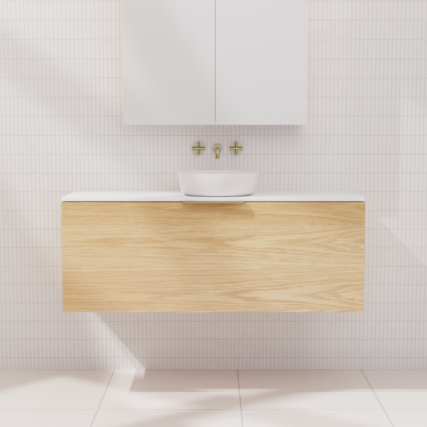 FABF Zoe Timber Veneer Vanity 1200mm Vanity, American White Oak / Add Top + Basin