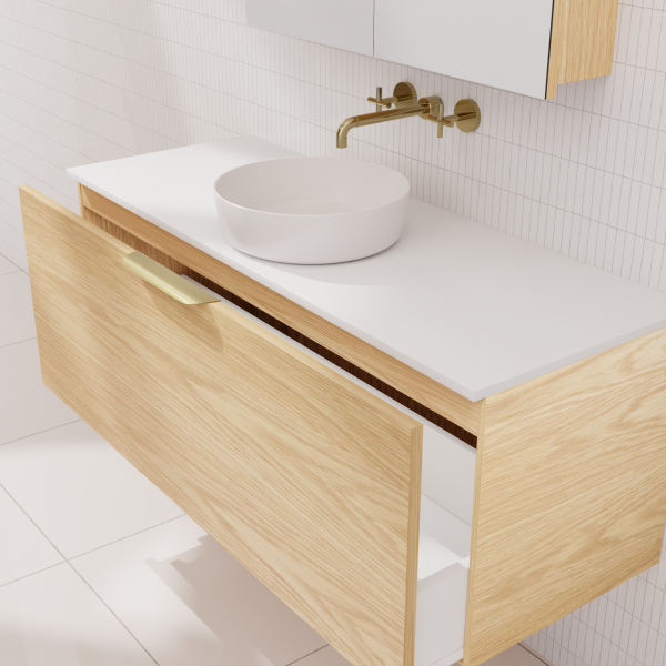 FABF Zoe Timber Veneer Vanity 1200mm Vanity, American White Oak / Add Top + Basin