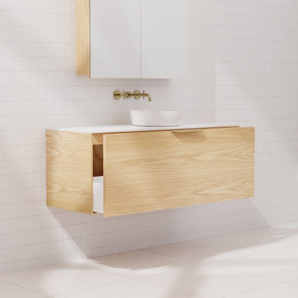 FABF Zoe Timber Veneer Vanity 1200mm Vanity, American White Oak / Add Top + Basin