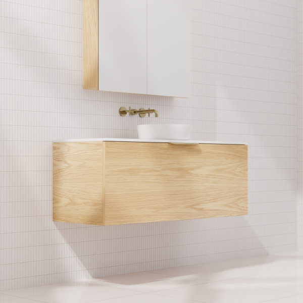 FABF Zoe Timber Veneer Vanity 1200mm Vanity, American White Oak / Add Top + Basin