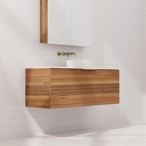 FABF Zoe Timber Veneer Vanity 1200mm Vanity, Blackbutt / Add Top + Basin
