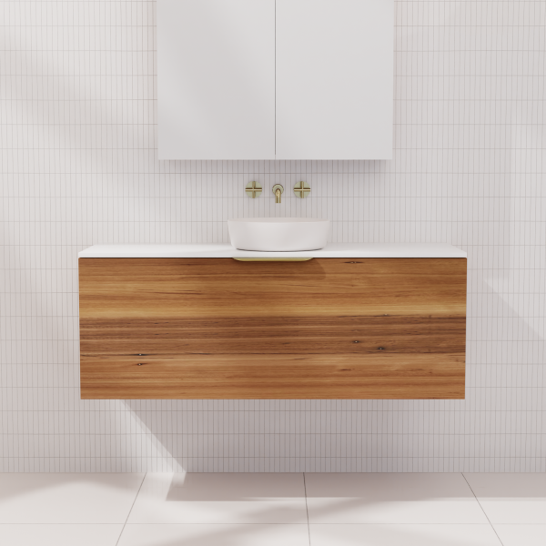 FABF Zoe Timber Veneer Vanity 1200mm Vanity, Blackbutt / Add Top + Basin