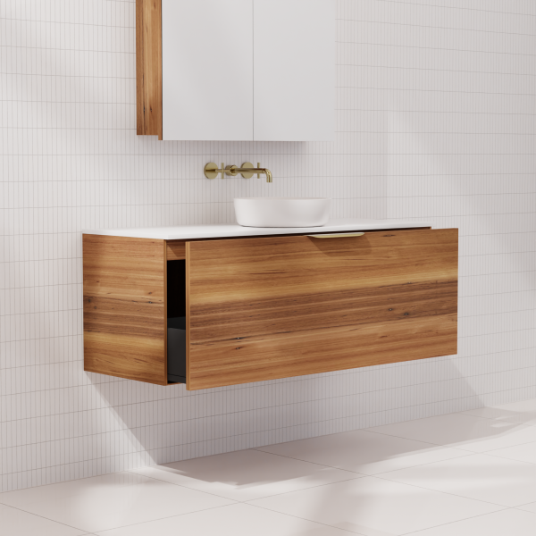 FABF Zoe Timber Veneer Vanity 1200mm Vanity, Blackbutt / Add Top + Basin