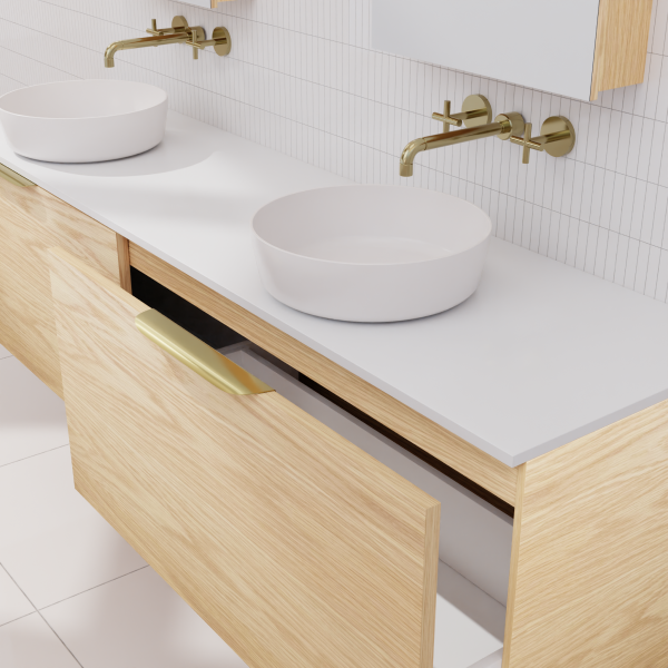 FABF Zoe Timber Veneer Vanity 1800mm Vanity, American White Oak / Add Top + Basin