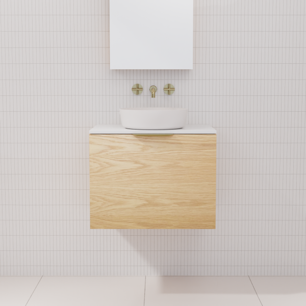 FABF Zoe Timber Veneer Vanity 600mm Vanity, American White Oak / Add Top + Basin