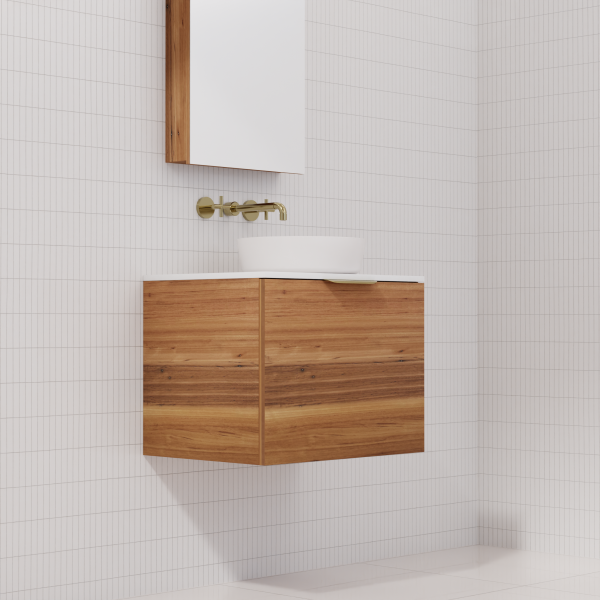 FABF Zoe Timber Veneer Vanity 600mm Vanity, Blackbutt / Add Top + Basin