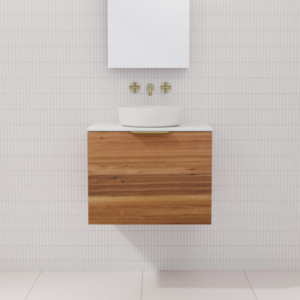 FABF Zoe Timber Veneer Vanity 600mm Vanity, Blackbutt / Add Top + Basin