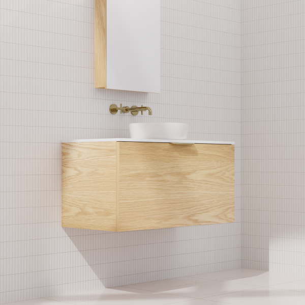 FABF Zoe Timber Veneer Vanity 900mm Vanity, American White Oak / Add Top + Basin