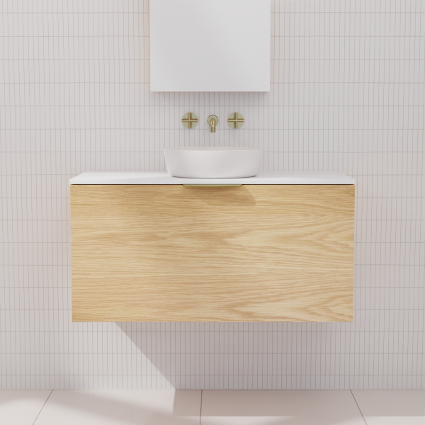 FABF Zoe Timber Veneer Vanity 900mm Vanity, American White Oak / Add Top + Basin