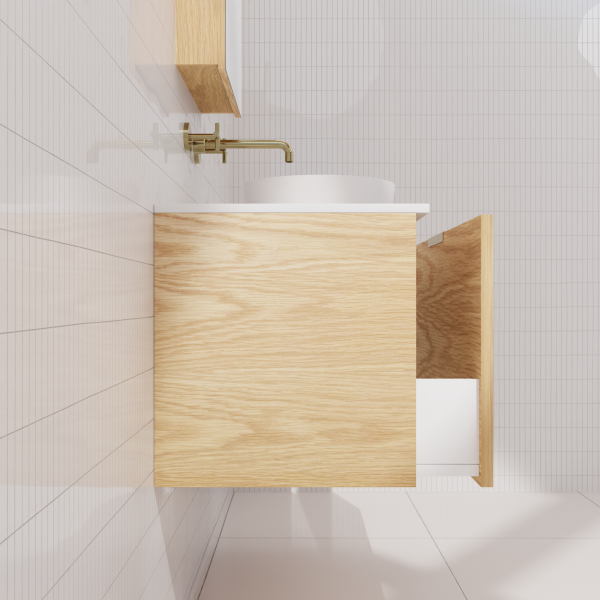 FABF Zoe Timber Veneer Vanity 1200mm Vanity, American White Oak / Add Top + Basin