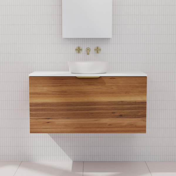 FABF Zoe Timber Veneer Vanity 900mm Vanity, Blackbutt / Add Top + Basin