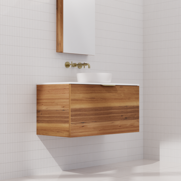 FABF Zoe Timber Veneer Vanity 900mm Vanity, Blackbutt / Add Top + Basin