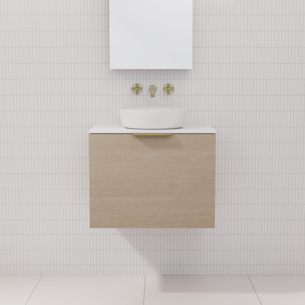 FABF Zoe Vanity 600mm Vanity, Coastal Oak / Add Top + Basin