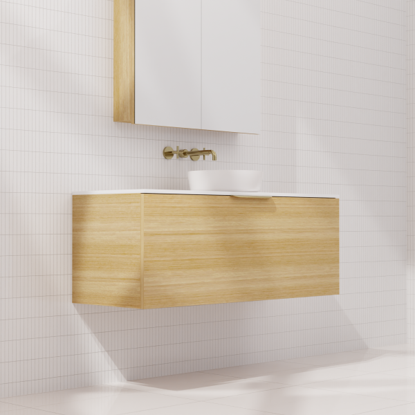 FABF Zoe Timber Veneer Vanity 1200mm Vanity, Light Oak / Add Top + Basin