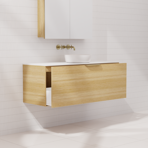 FABF Zoe Timber Veneer Vanity 1200mm Vanity, Light Oak / Add Top + Basin