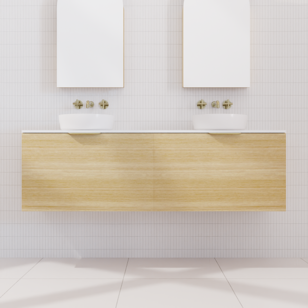 FABF Zoe Timber Veneer Vanity 1500mm Vanity, Light Oak / Add Top + Basin