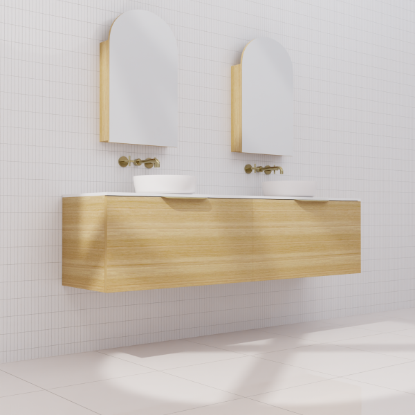 FABF Zoe Timber Veneer Vanity 1800mm Vanity, Light Oak / Add Top + Basin