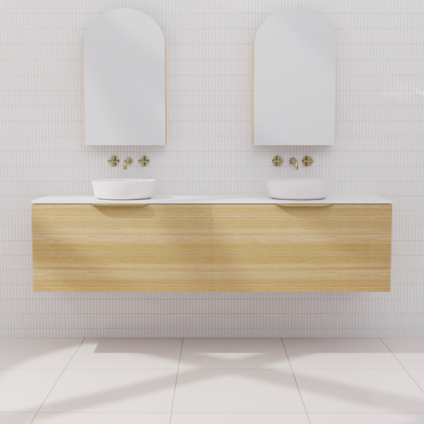 FABF Zoe Timber Veneer Vanity 1800mm Vanity, Light Oak / Add Top + Basin
