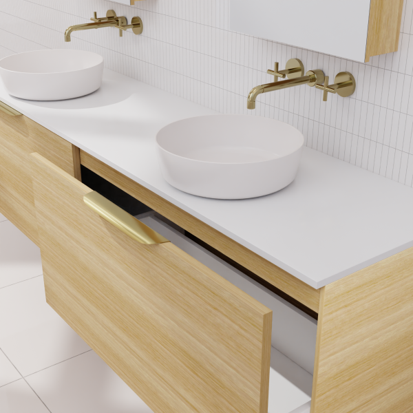 FABF Zoe Timber Veneer Vanity 1800mm Vanity, Light Oak / Add Top + Basin
