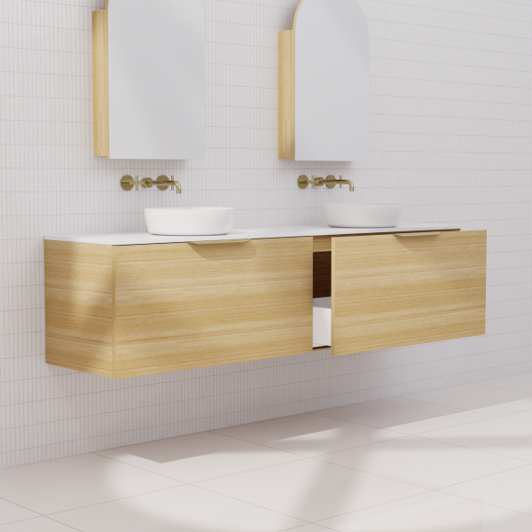 FABF Zoe Timber Veneer Vanity 1800mm Vanity, Light Oak / Add Top + Basin