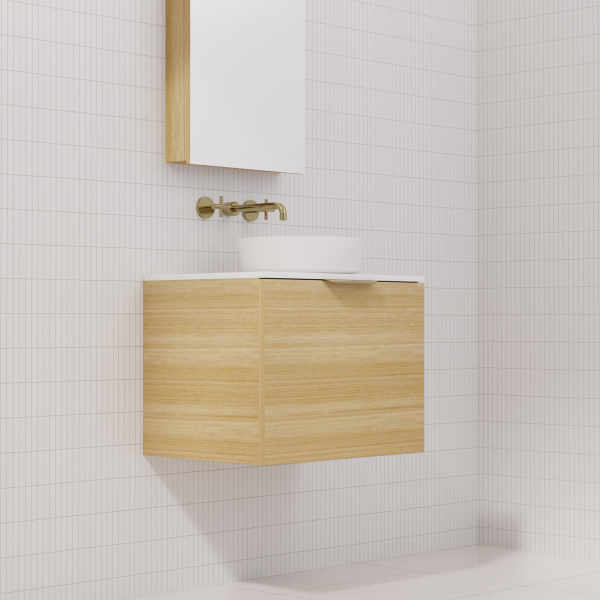 FABF Zoe Timber Veneer Vanity 600mm Vanity, Light Oak / Add Top + Basin