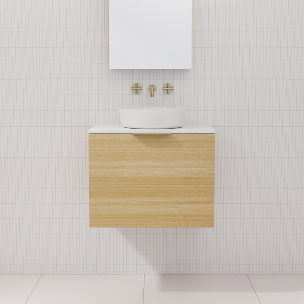 FABF Zoe Timber Veneer Vanity 600mm Vanity, Light Oak / Add Top + Basin