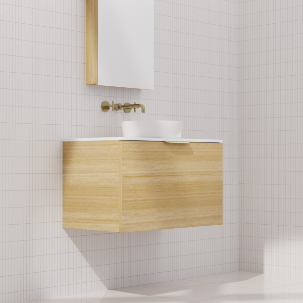 FABF Zoe Timber Veneer Vanity 750mm Vanity, Light Oak / Add Top + Basin