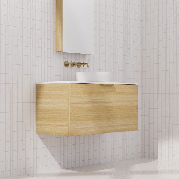 FABF Zoe Timber Veneer Vanity 900mm Vanity, Light Oak / Add Top + Basin