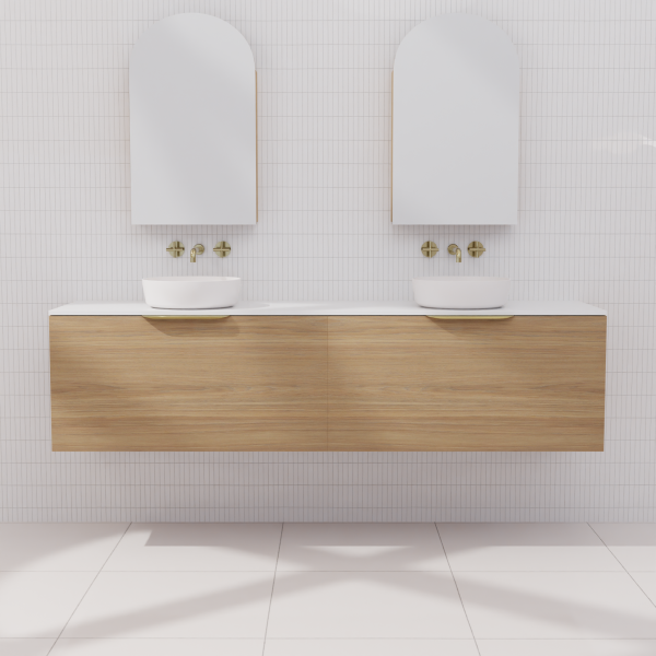 FABF Zoe Vanity 1800mm Vanity, Prime Oak / Add Top + Basin
