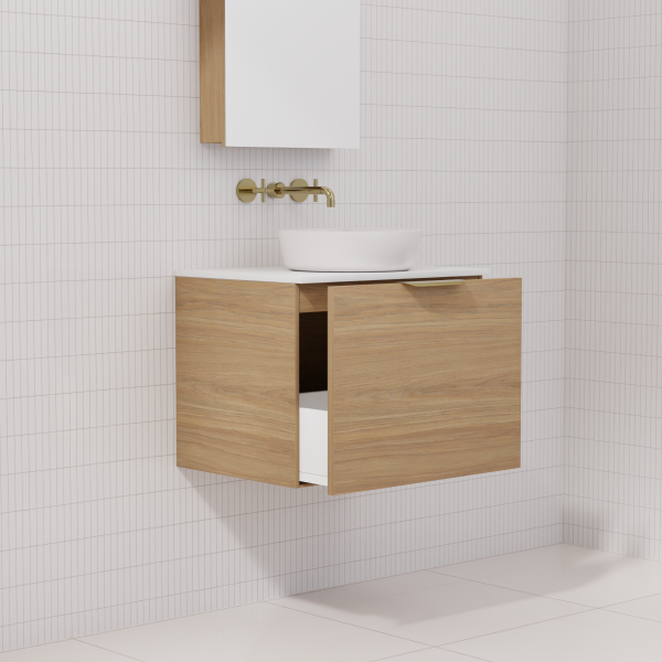 FABF Zoe Vanity 600mm Vanity, Prime Oak / Add Top + Basin