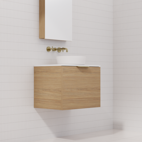 FABF Zoe Vanity 600mm Vanity, Prime Oak / Add Top + Basin