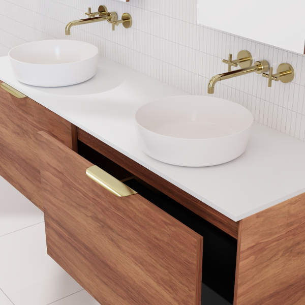 FABF Zoe Timber Veneer Vanity 1500mm Vanity, Tasmanian Blackwood / Add Top + Basin