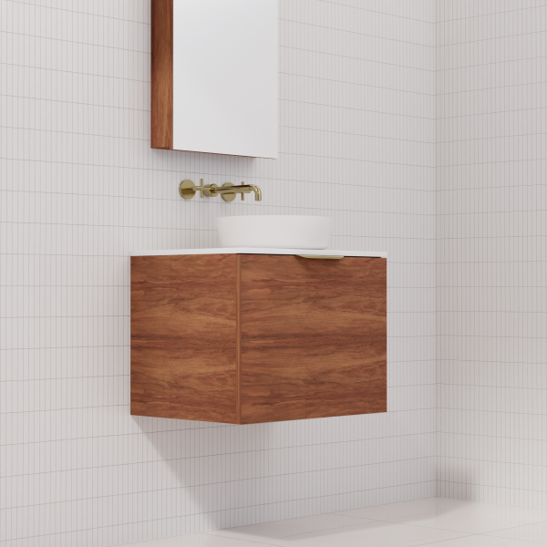 FABF Zoe Timber Veneer Vanity 600mm Vanity, Tasmanian Blackwood / Add Top + Basin