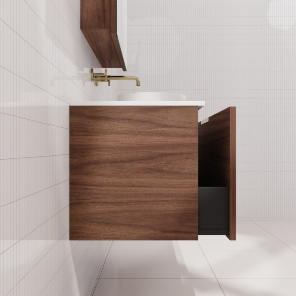 FABF Zoe Timber Veneer Vanity 1800mm Vanity, Walnut / Add Top + Basin