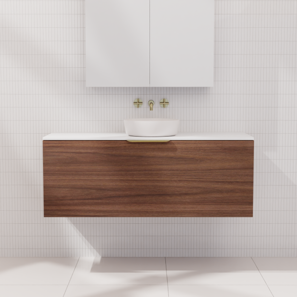 FABF Zoe Timber Veneer Vanity 1200mm Vanity, Walnut / Add Top + Basin