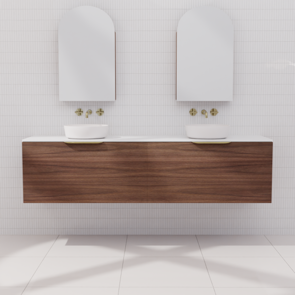FABF Zoe Timber Veneer Vanity 1800mm Vanity, Walnut / Add Top + Basin