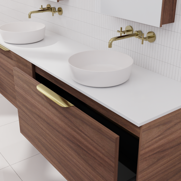 FABF Zoe Timber Veneer Vanity 1800mm Vanity, Walnut / Add Top + Basin