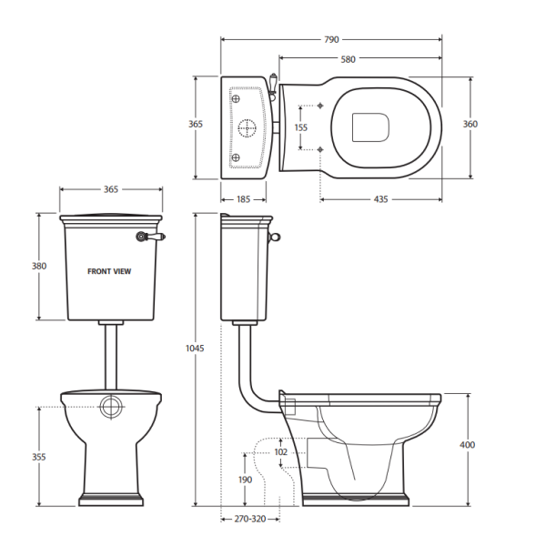 Fienza RAK Washington Front Lever Adjustable Link Toilet Suite, Alpine White