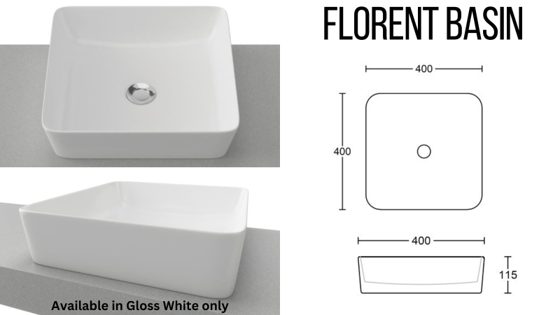 Ainsworth Wall hung Vanity 600mm Centre Bowl with Above Counter Basin