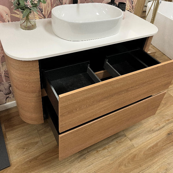 RF Friend 1200mm Wall Hung Cabinet With 20mm Caesarstone Top With Ceramic Above Counter Basin