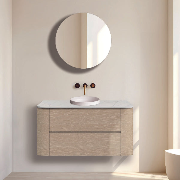 RF Friend 1200mm Wall Hung Cabinet With 20mm Caesarstone Top With Ceramic Above Counter Basin image