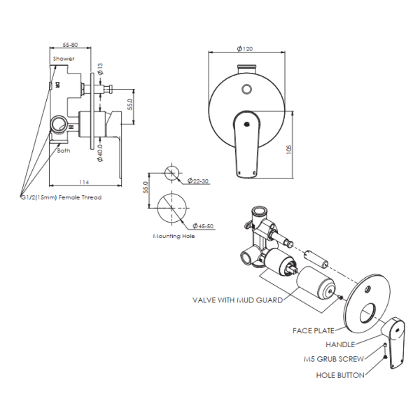 Greens Novi Diverter Mixer - Matte Black PVD