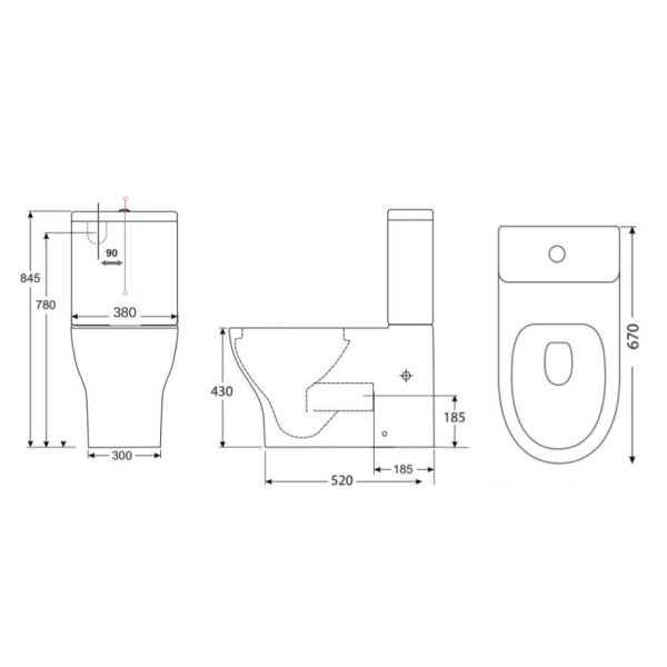 Houston Whirlpool Raised Height Back To Wall Suite - Nano, White
