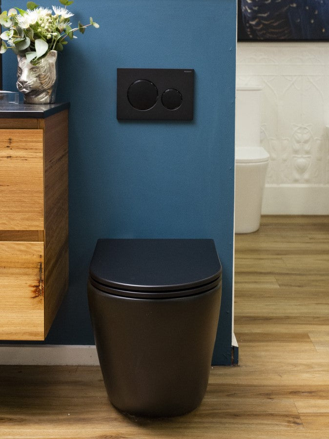 Fienza Koko Wall Faced Pan & Seat, Matte Black