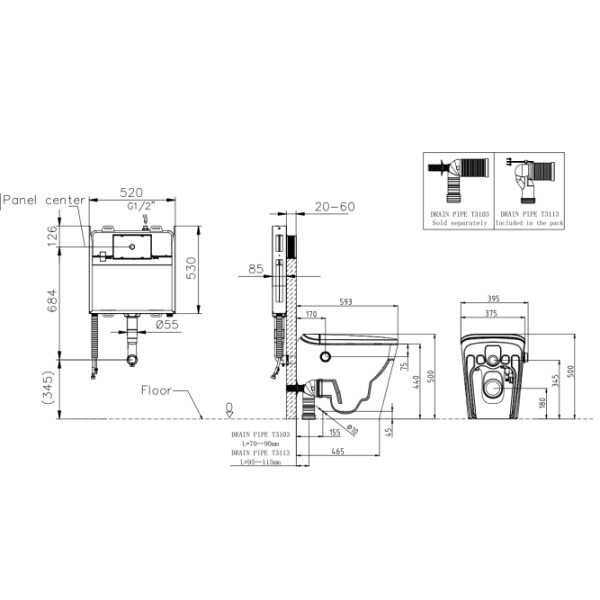 Lafeme AutoLux In Wall Smart Toilet - ST23